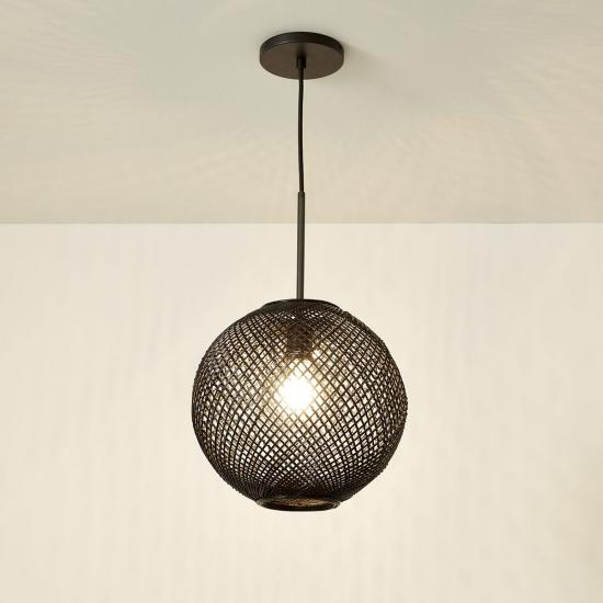 Black Wicker Globe Pendant (14)