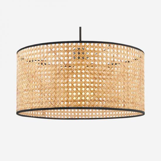 Sagres 40cm Natural Cane & Black Pendant Lamp Shade