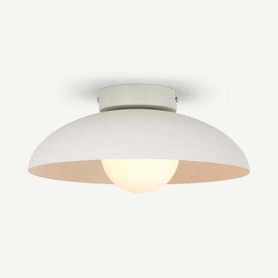 Malta Warm Grey & Opal Glass Bathroom Ceiling Flush Light