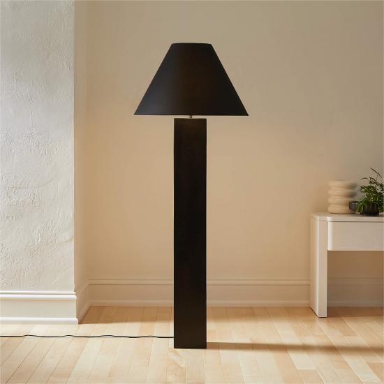 Eclipse Black Wood Floor Lamp 